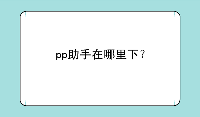 pp助手在哪里下？