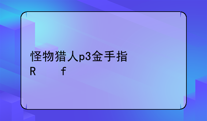 怪物猎人p3金手指修改器