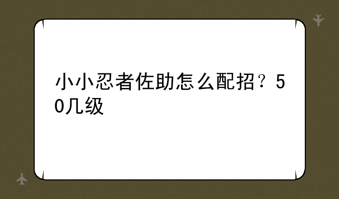 小小忍者佐助怎么配招？50几级