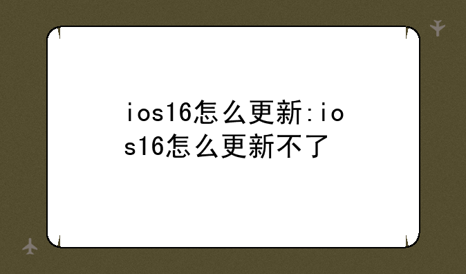 ios16怎么更新:ios16怎么更新不了